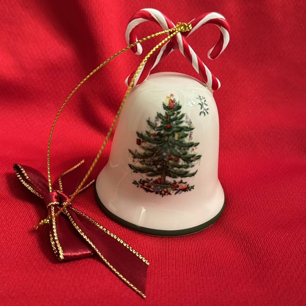 Spode Candy Cane Bell Christmas Bell Ornament - NIB
